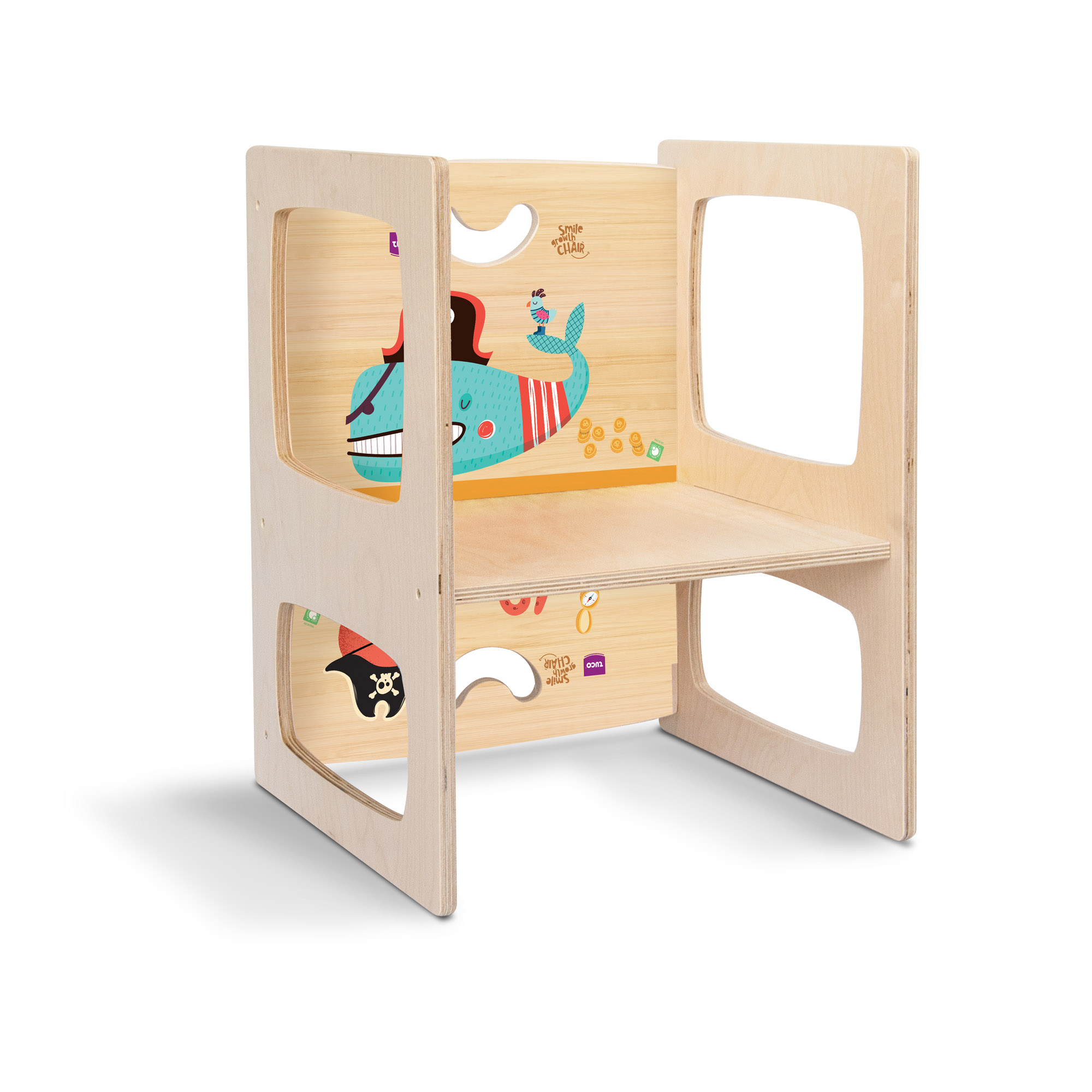 montessori chair, wooden Montessori chair for children, colored and printed
