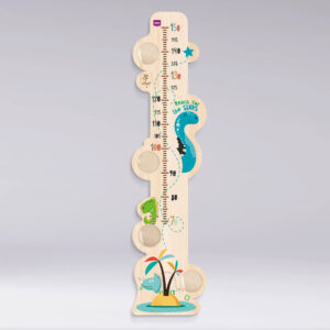 Baby measurer with photo holder in ecological wood and printed with graphics and patterns